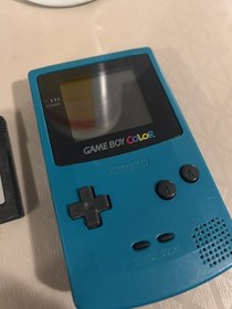 Nintendo Game Boy Color Handheld System Teal Blue w/ Frogger the game 