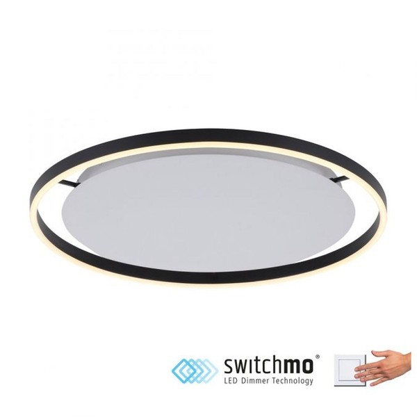 Deckenleuchte Deckenlampe Dimmbar Led D: 58,5 Cm Rund Anthrazit Weiß Metall-image