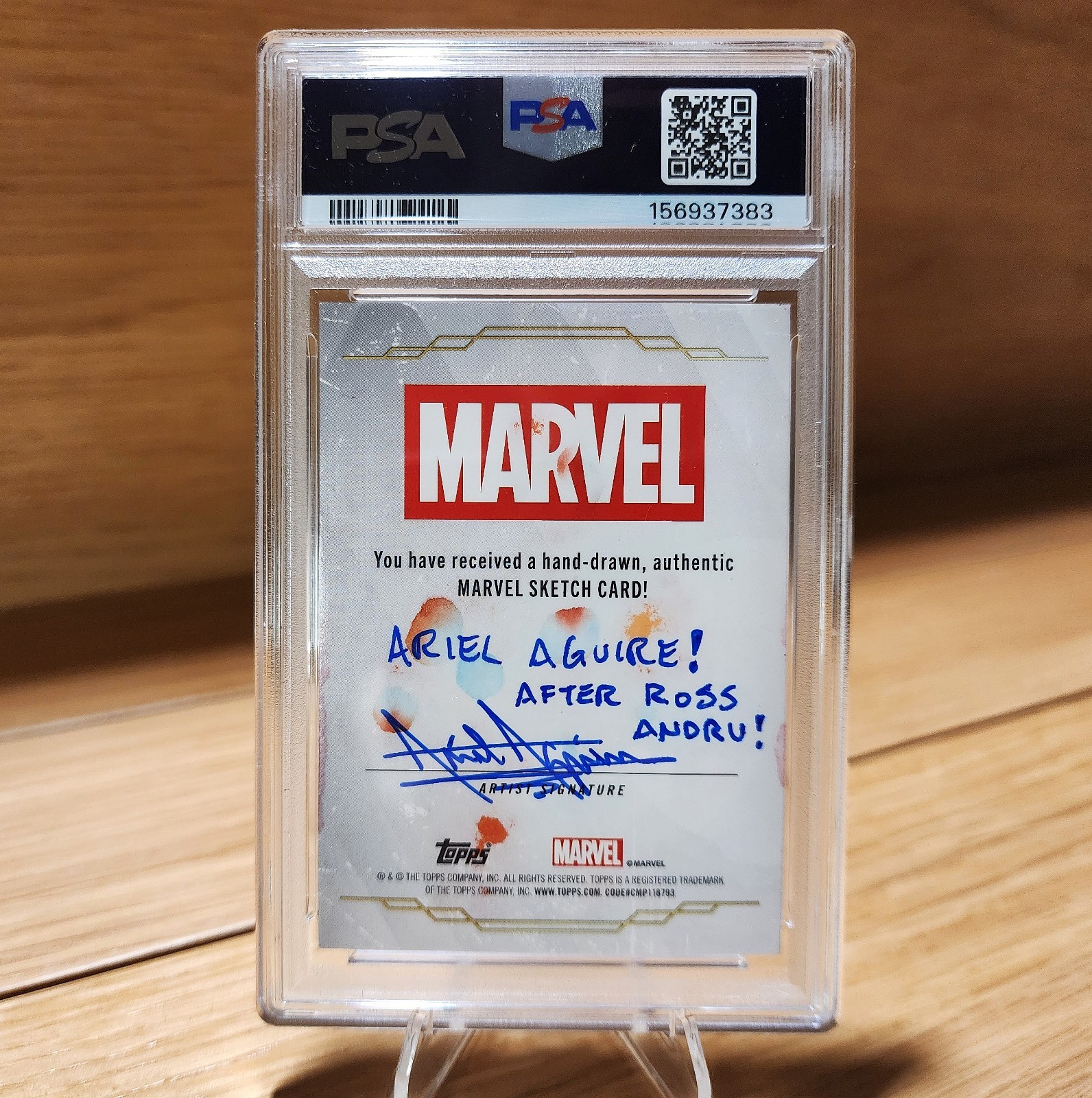 2025 Topps Marvel Studios Chrome SPIDER-MAN - Ariel Aguire Sketch/Auto - PSA 9! view 2