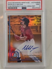 2022 Bowman Heritage MARCELO MAYER Chrome Prospect RC AUTO Orange Ref #/25 PSA 9
