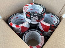 1 Case 12 Rolls 3M Hazard/Caution Red Marking Duct Tape 25 Yds High Visibility
