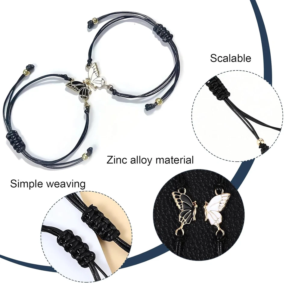 Verstellbare Schmetterling Freundschaftsarmband Mädchen Beste Freundin Armband - Bild 3 von 4