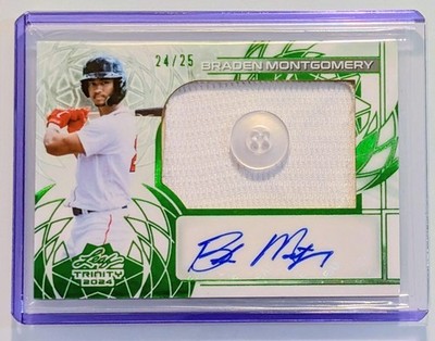  2024 Leaf Trinity - Braden Montgomery Player Worn Button Patch Auto /25  W Sox