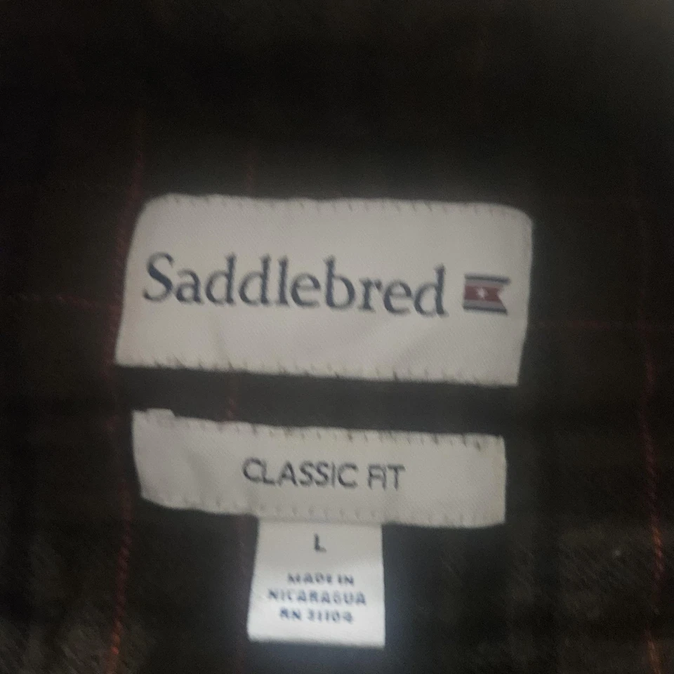 Camisa Saddlebred Para Hombre Grande Negra A Cuadros Calce Clásico Con Botones Manga Larga Foto 2 de 4