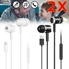 2X In-Ear Wired Earbuds Type C USB C Connector Earphones Headphones Bass Stereo