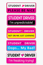 5-Pack Student Driver Magnets - 10 X 3.5 Inches Funny Reflective Bumper Stickers