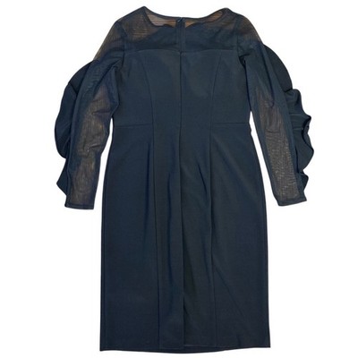 Ruffle Sheer Illusion Little Black Dress Classic Minimal 10 Luxury R&M  Richards | eBay