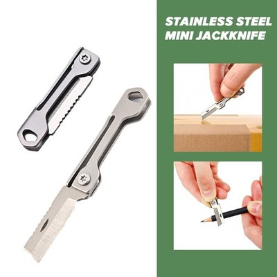 1X Mini Folding Cutter StainlessSteel Pocket Knife-Keychain Parcel KeyChain Nice