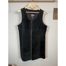 Women's Wilsons Maxima Black Leather Suede Zip Front Sleeveless Dress Size XL