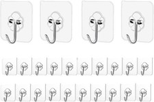 Adhesive Hooks Kitchen Wall Hooks - 24 Packs Heavy Duty 24lb Max Nail Free
