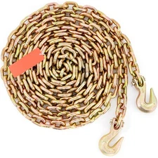 3/8'' x 20' Binder Chain G80 Transport Tow Chain with Hooks 7100lbs