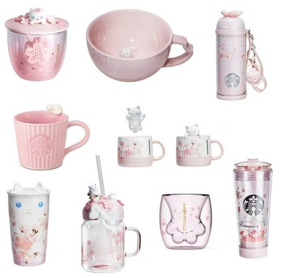 2020 New Starbucks Pink Cat Sakura Mug Coffee Cup Bottle Tumbler Collection Gift