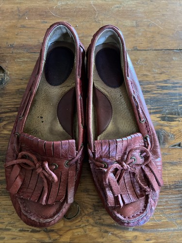FRYE Reagan Loafers 8M Burnt Red Leather Moccasins Kiltie Driving Shoes - Picture 3 of 8