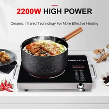 2200W Portable Electric Cooktop Countertop Single Burner Stove Hot Pot Cooker US