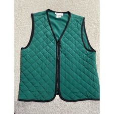 VTG Graver Studio Womens Medium V Neck Full Zip Quilted Vest Green Made in USA
