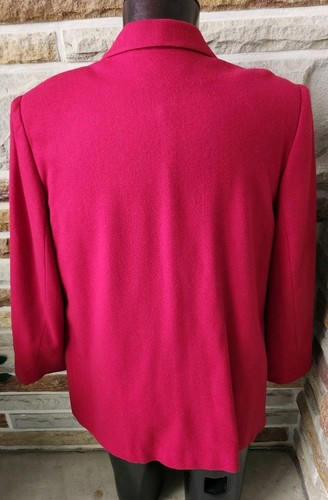 WOMENS SAG HARBOR RED SIZE 16 100% WOOL BLAZER LINED NOTCHED COLLAR - Picture 3 of 5