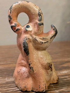 Vintage Cast Iron Pink Elephant Bottle Opener Figural Novelty 1950s