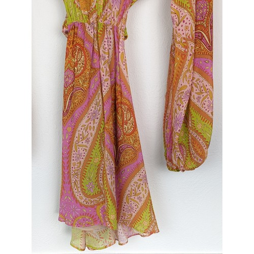 Abito Zara Paisley Ritaglio Floreale Festival Tropicale Blogger Fave Rosa Taglia XS - Foto 7 di 11