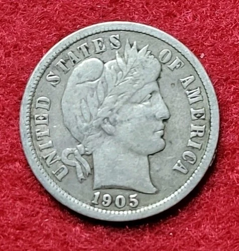 1905 O Silver Barber 10c Dime Fine