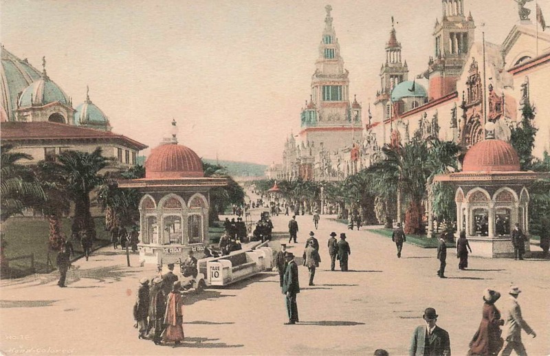 1915 Panama-Pacific Expo Palm Avenue San Francisco Hand-Colored Weidner Postcard