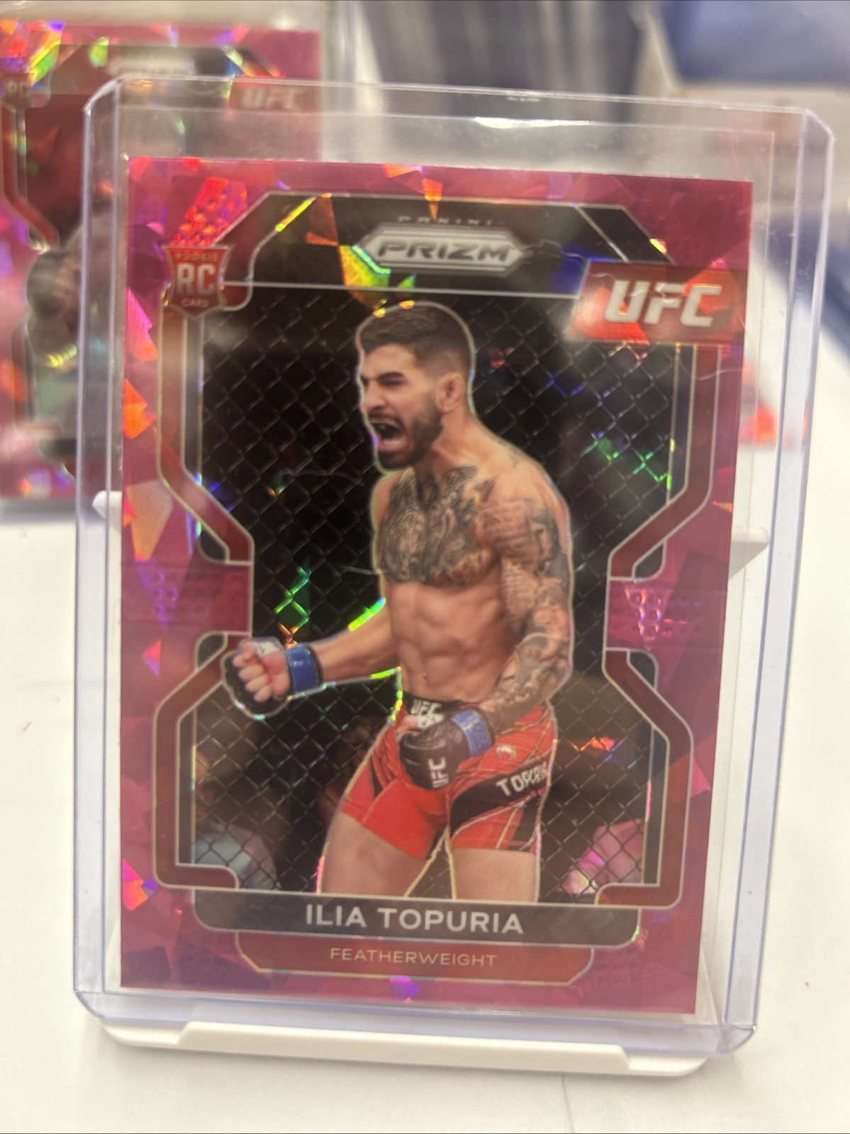 2022 Panini Prizm UFC Ilia Topuria Rookie Pink Cracked Ice RC GOAT #1 P4P RARE