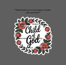 Child of God Sticker Jesus Faith Cute Floral Flower Waterproof Decal Gift NEW