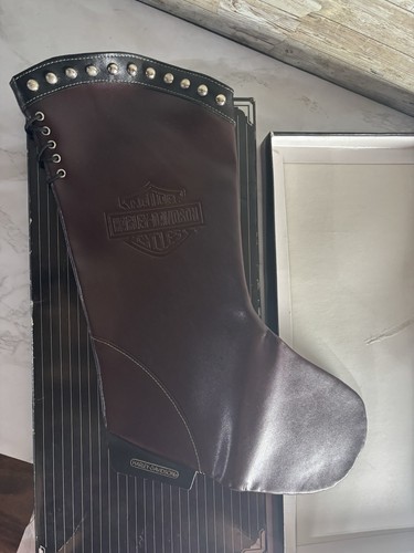 Vintage Harley Davidson Christmas Stocking Boot Leather - Picture 4 of 10