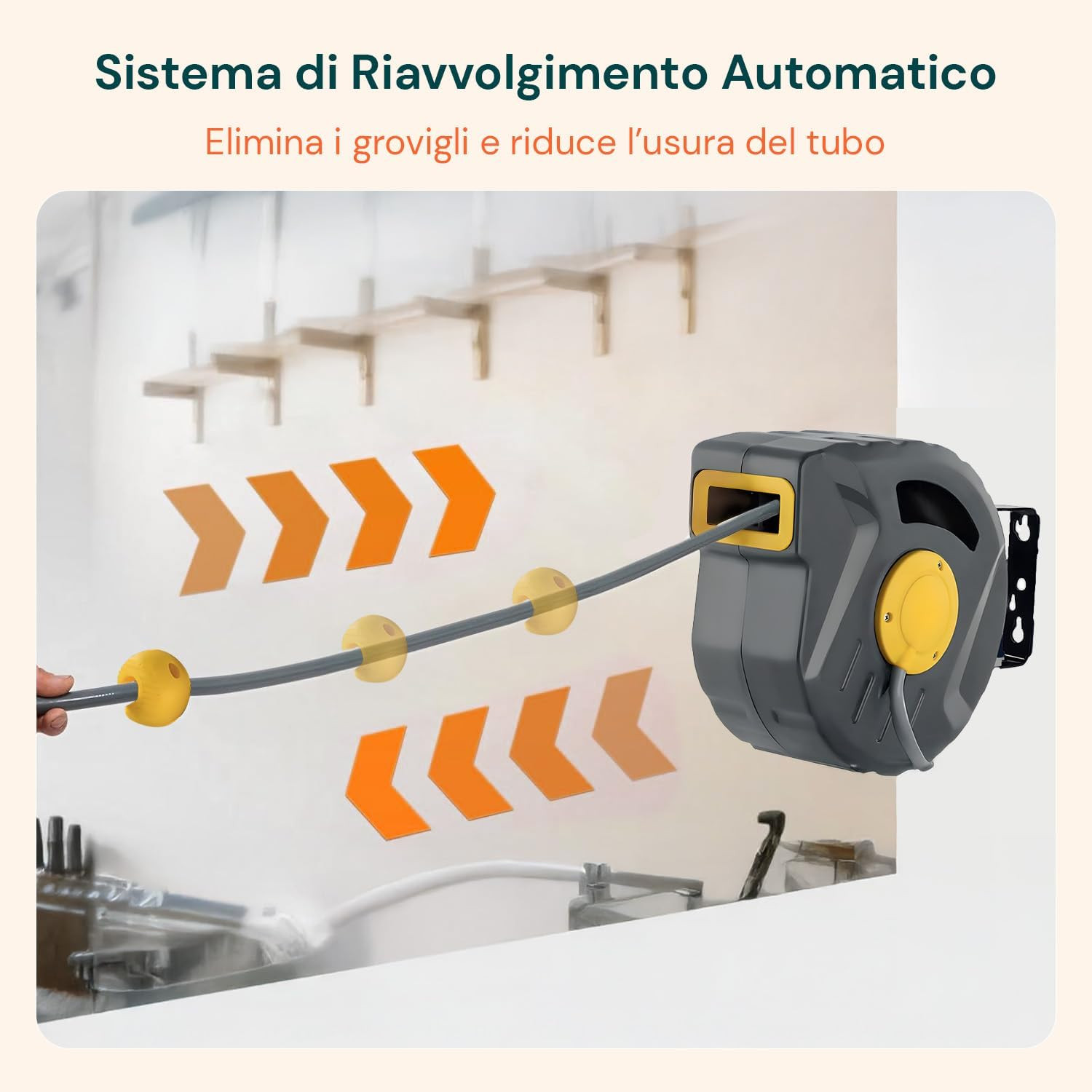 Avvolgitubo Aria 10M Design Compatto | Automatico e Rinforzato - 4