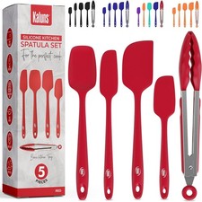 Silicone Spatula Set, 4 Rubber Spatulas 600 F Heat Resistant, Nonstick Seamle