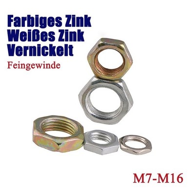 Feingewinde-Sechskantmuttern Set / Leuchten / Sicherungsmutter / Flach Muttern