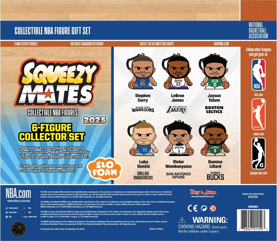 Squeezy Mates Coleccionable 2025 NBA Fiesta Animal 6 Figuras Slo Foam Set de Regalo Nuevo Foto 3 de 4