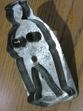 PRIMATIVE ANTIQUE FLAT BACK COOKIE CUTTER MAN WITH HAT HANDMADE COOKIE CUTTER