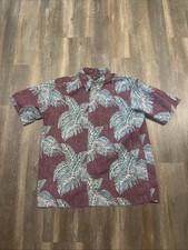 Reyn Spooner Hawaiian Button Down Short Sleeve Shirt Men s XL Purple Wine Floral