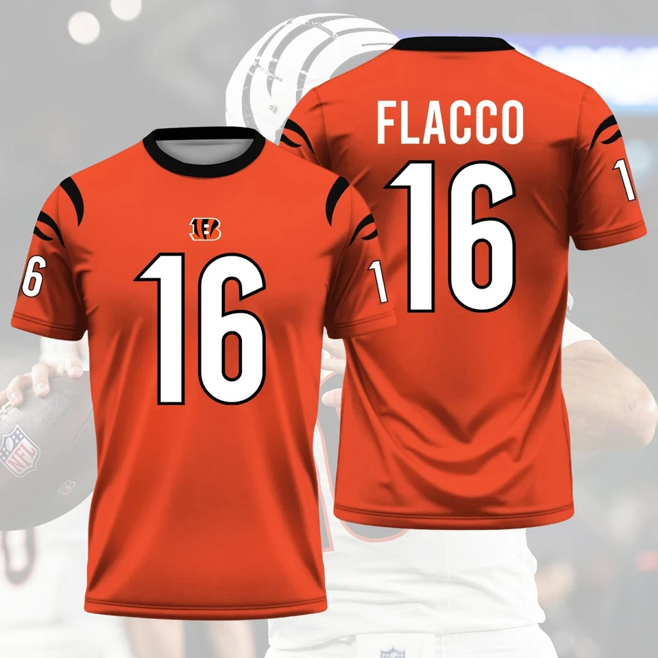 ¡LO ÚLTIMO! Bienvenido Joe Flacco #16 Cin.cin.na.ti Bengals 2025 nombre y número de jugador regalo Foto 2 de 4
