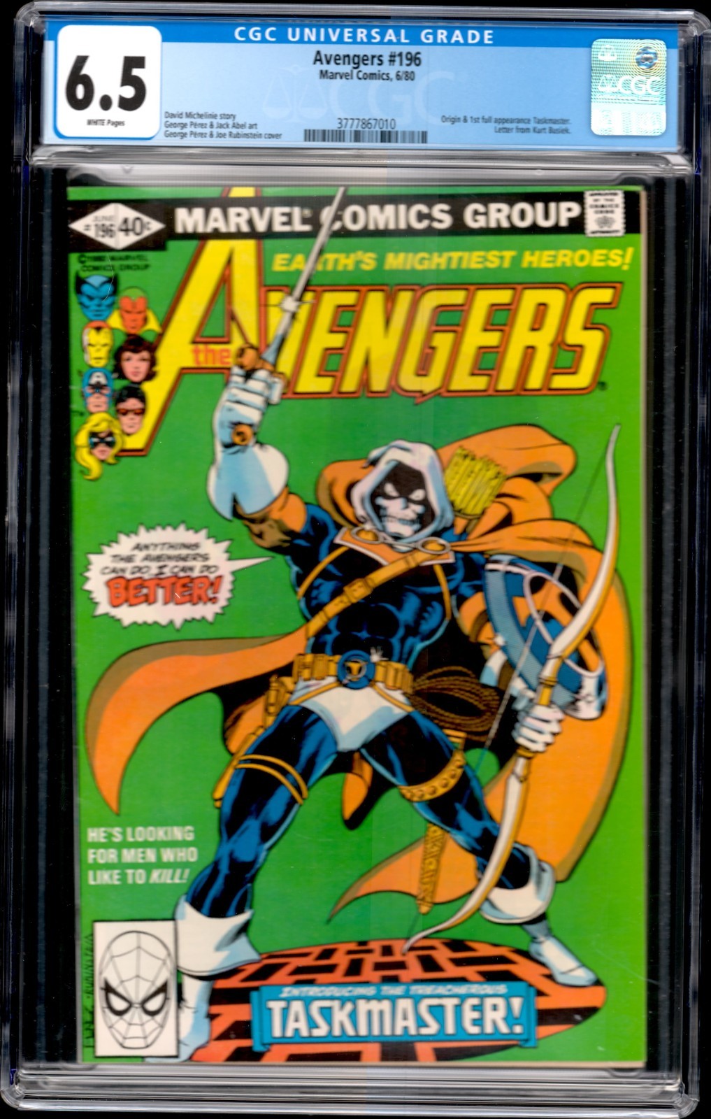 アメコミ　マーベル　Avengers 196 1st Taskmaster! Avengers #196 CGC 9.2 first full appearance of Taskmaster