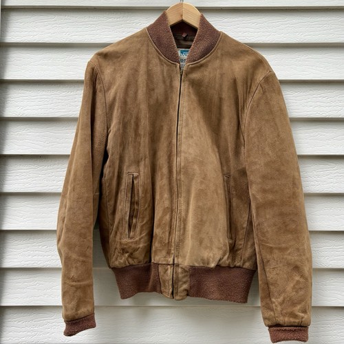 Bomber vintage anni 50 pelle scamosciata marrone Montgomery Ward uomo M Americana - Foto 13 di 14