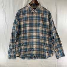 UNTUCKit Button Down Shirt Mens XL Blue Tan Plaid Wrinkle Free Cremants-WF