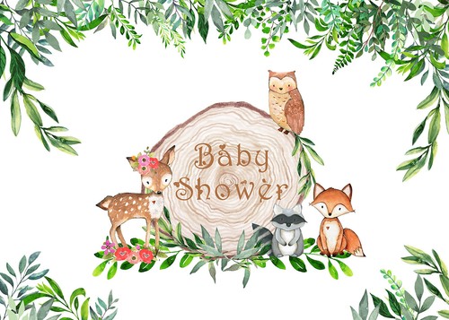 Jungle Woodland Backdrop 7X5FT Vinyl Safari Animals Baby Shower Photo Background - 第 2/11 張圖片