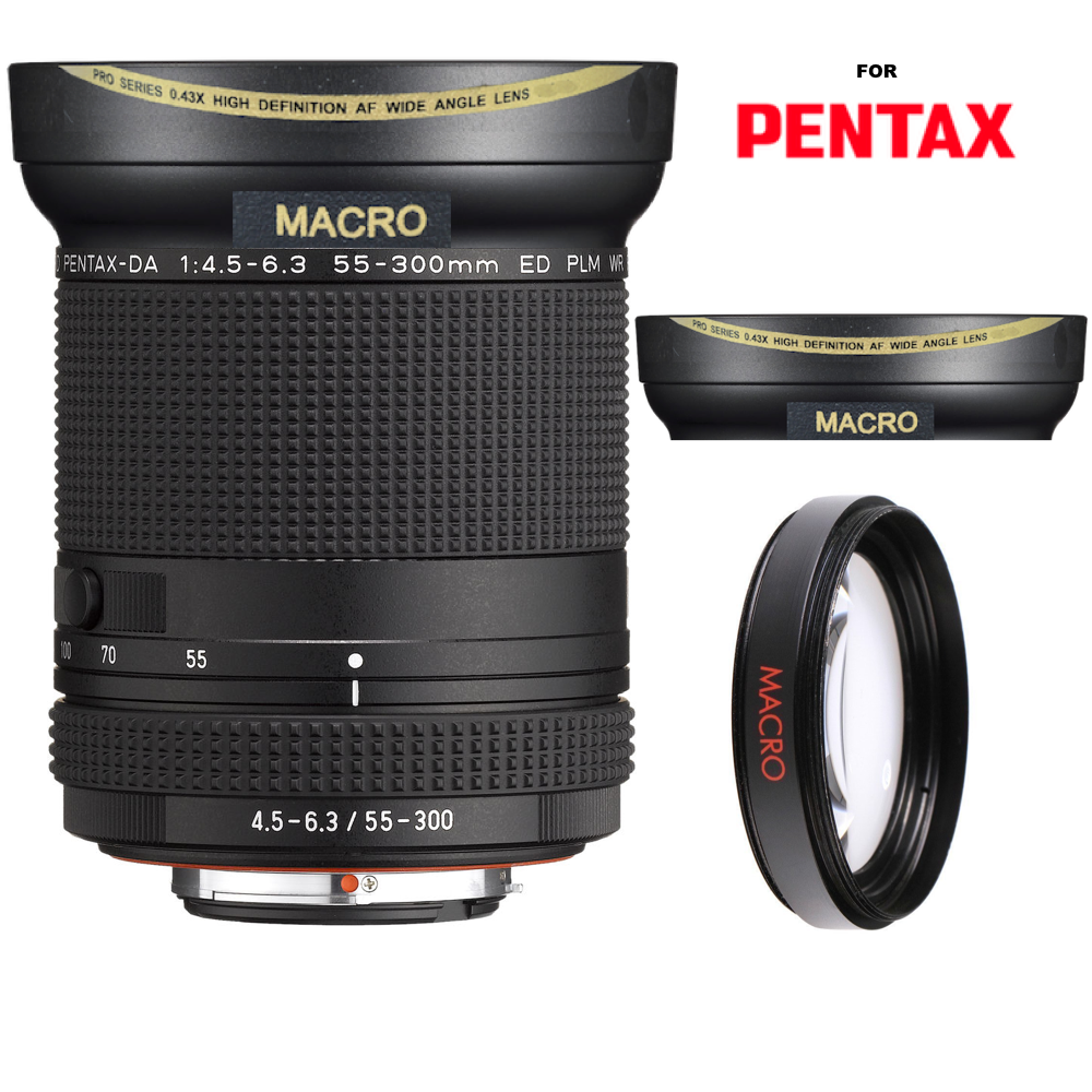 HD3 WIDE FISHEYE LENS + MACRO LENS FOR PENTAX-DA 55-300mm f/4.5 