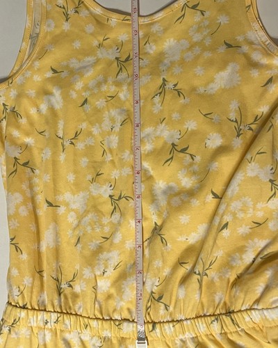 Place Girls Yellow Floral Tank Romper Shorts With Elastic Waist Size L (10-12) - Picture 7 of 20