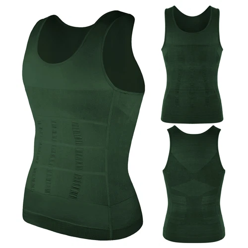Camiseta de compresión para hombre adelgazante modeladora de cuerpo cuello en V ginecomastia abdomen - Imagen 49 de 49