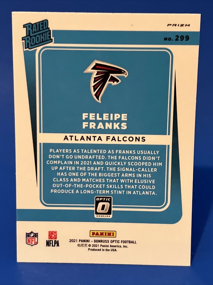 2021 Optic Feleipe Franks Blue Scope Prizm Rated Rookie #299 Atlanta RC - Image 2 of 2