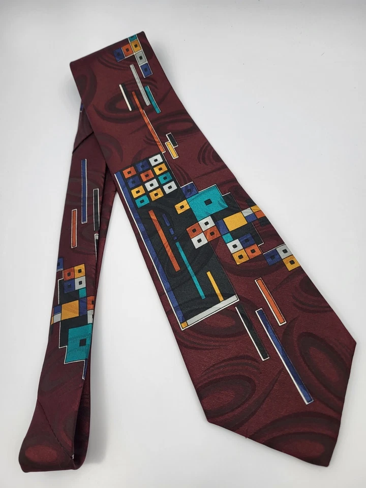 Corbata Surrey Poliéster Granate Multicolor Geométrica Hombre EE. UU. 55,5 x 3,75 Foto 2 de 4