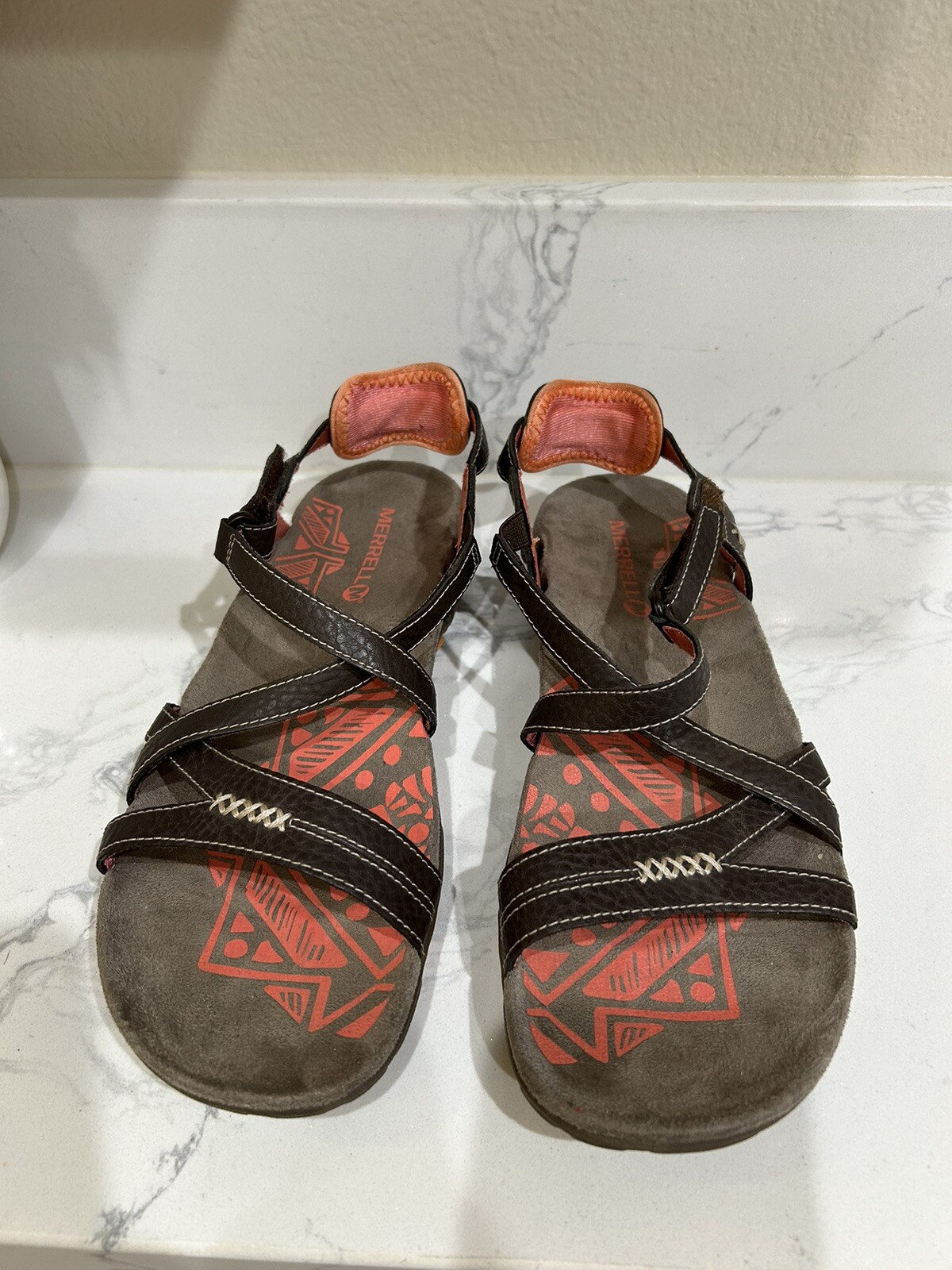 Sandali da donna marroni cacao corallo color sabbia Merrell taglia 8 belli