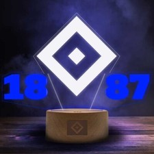 HSV LED Licht 1887 mit Holzsockel Nachtlicht Leuchte Lampe Raute USB Fanartikel