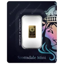 1 gram Scottsdale Mint .9999 Gold Bar Sealed in Certi-Lock® COA #A379
