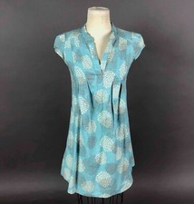 Sunhee Moon Small A Line Tunic Dress Printed Cotton Lagenlook Made In USA SF