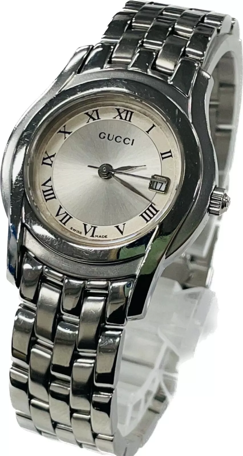 Discount Gucci 5500L Argent Indicateur Jour Femme Acier Inoxydable Excellent A350