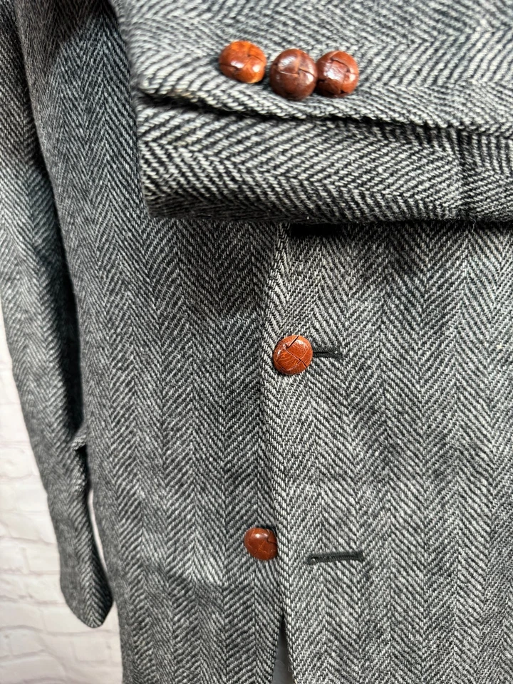 Abrigo Blazer Chaqueta 40R BOSTON TRADERS Para Hombres Gris ESPIGA TWEED Lana Deportivo Foto 3 de 4