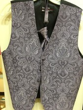 Heather Paisley FULLBACK tuxedo vest w/longtie Small